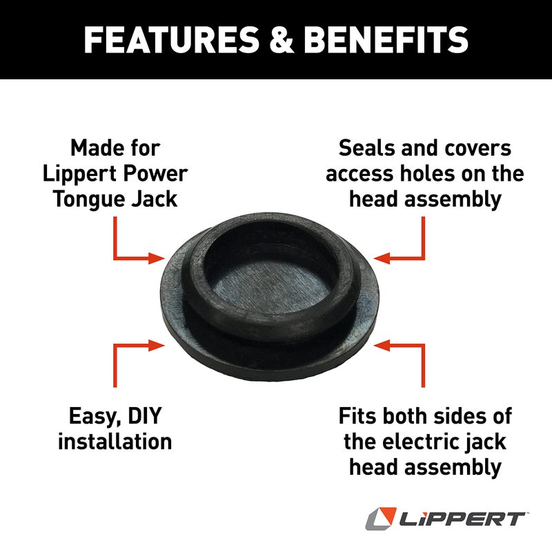 Lippert Components Lippert Replacement Power Tongue Jack Cover Side Plug for RVs or Travel Trailers, 1.38" Outer Diameter, 0.83" Inner Diameter, Fits Both Sides of Electric Head, Seals & Covers Access Hole - 225875 - Image 3